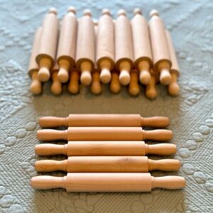 Bundle of 20 miniature unfinished rolling pins for crafting. Craft Supplies.